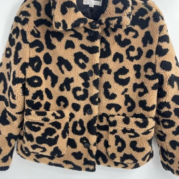 APPARIS anthropologie Animal Print Leopard cheetah Faux Fleece Teddy Jacket xs - Picture 12 of 13